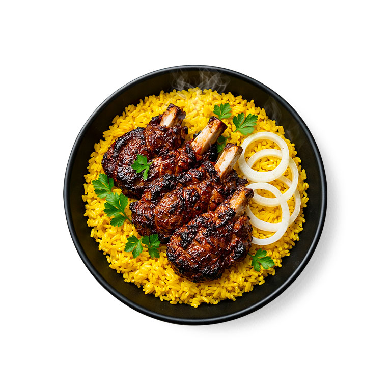Riz Jaune aux Côtelettes de Bœuf