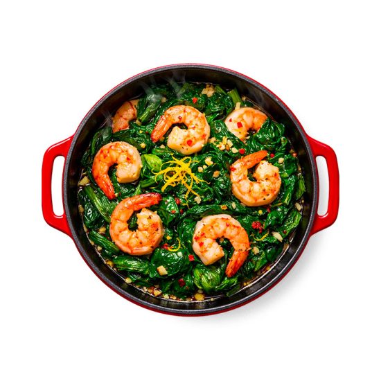 Épinards Sautés aux Crevettes