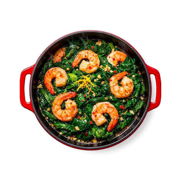 Épinards Sautés aux Crevettes